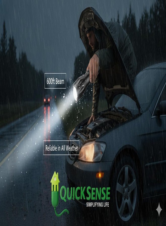 Quick Sense QS/F2 High-Power LED Flashlight | Zoomable Torch Light | 600 Ft Long Beam | Waterproof Outdoor Camping Light - Image 4